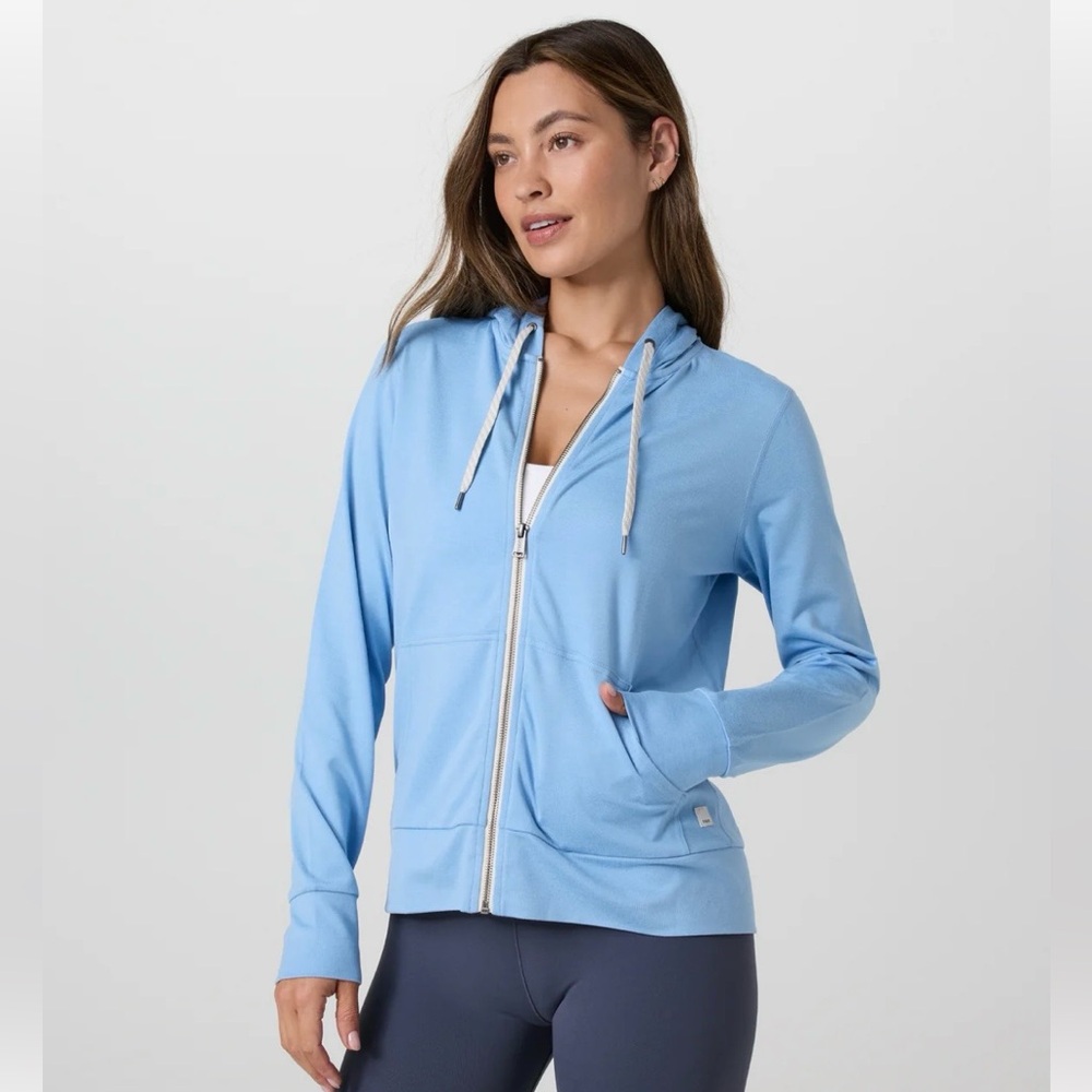 Like New Vuori “Spring Heather” blue Full-Zip Hooded 2.0 Sweatshirt for Women
